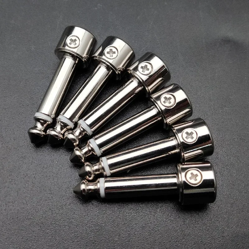 15pcs DIY Strait Audio Solderless 6.35 Mono Jack Solder Free Jack Guitar Effect Connector Chrome Black