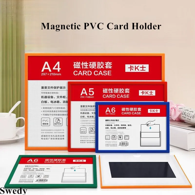 

5 Pieces A5 148x210mm Wall Mount Stick Plastic Photo Picture Holder Frame Magnetic Price Label Sign Holder PVC Poster Frame