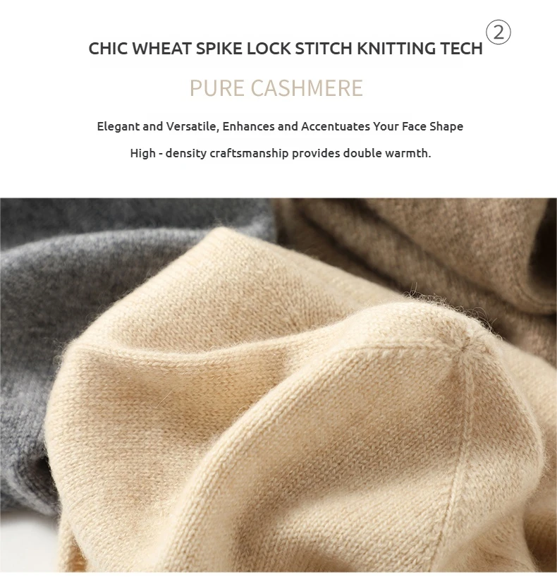 Damen-Mützen aus 100 % reinem Kaschmir, solide Kappen, gerollter Saum, lässig, Basic, weich, Herbst und Winter, echter Kaschmir, warme Schlafhaar-Mütze – Detail 8
