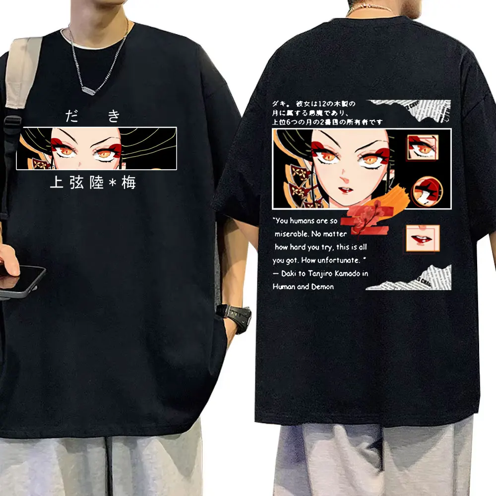 

Anime Demon Slayer Daki Eyes Graphic T-shirt Male Fashion Casual Cotton T Shirts Men Women Vintage Oversized Tshirt Streetwear