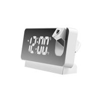 LED Display Mirror Projection Clock Adjustable Brightness Digital Alarm Clock Plastic Shell Projection Feature
