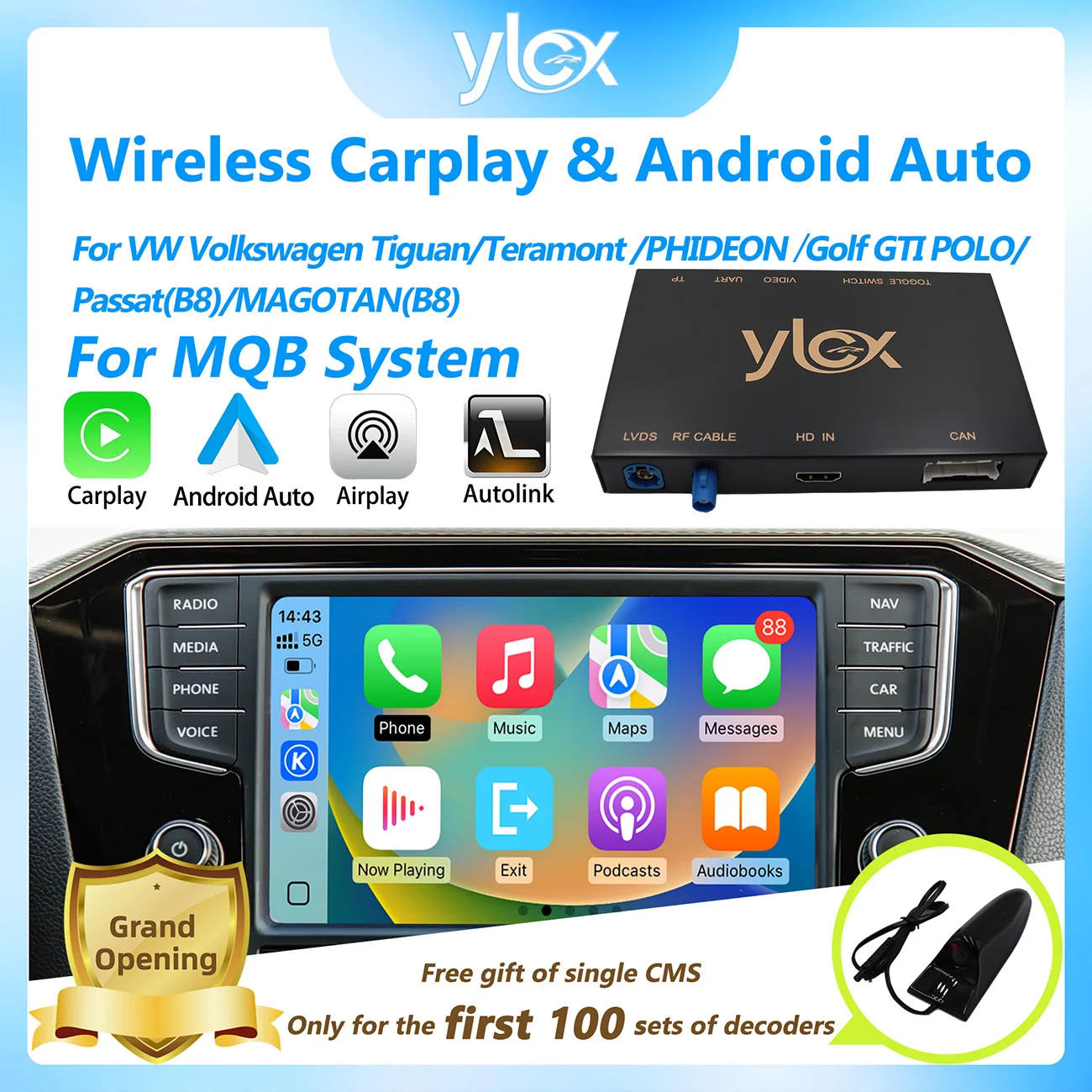 Беспроводной Carplay Android Auto Airplay AutoLink для VW Volkswagen TIGUAN Teramont PHIDEON GOLF GTI POLO Passat B8 MAGOTAN (B8)