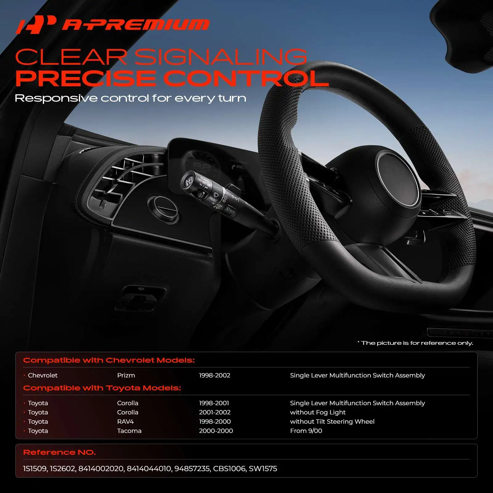A-Premium Turn Signal Headlamp Switch for Toyota RAV4 1998-2000 Corolla 1998-2002 Tacoma 2000 Chevrolet Prizm 1998-2002