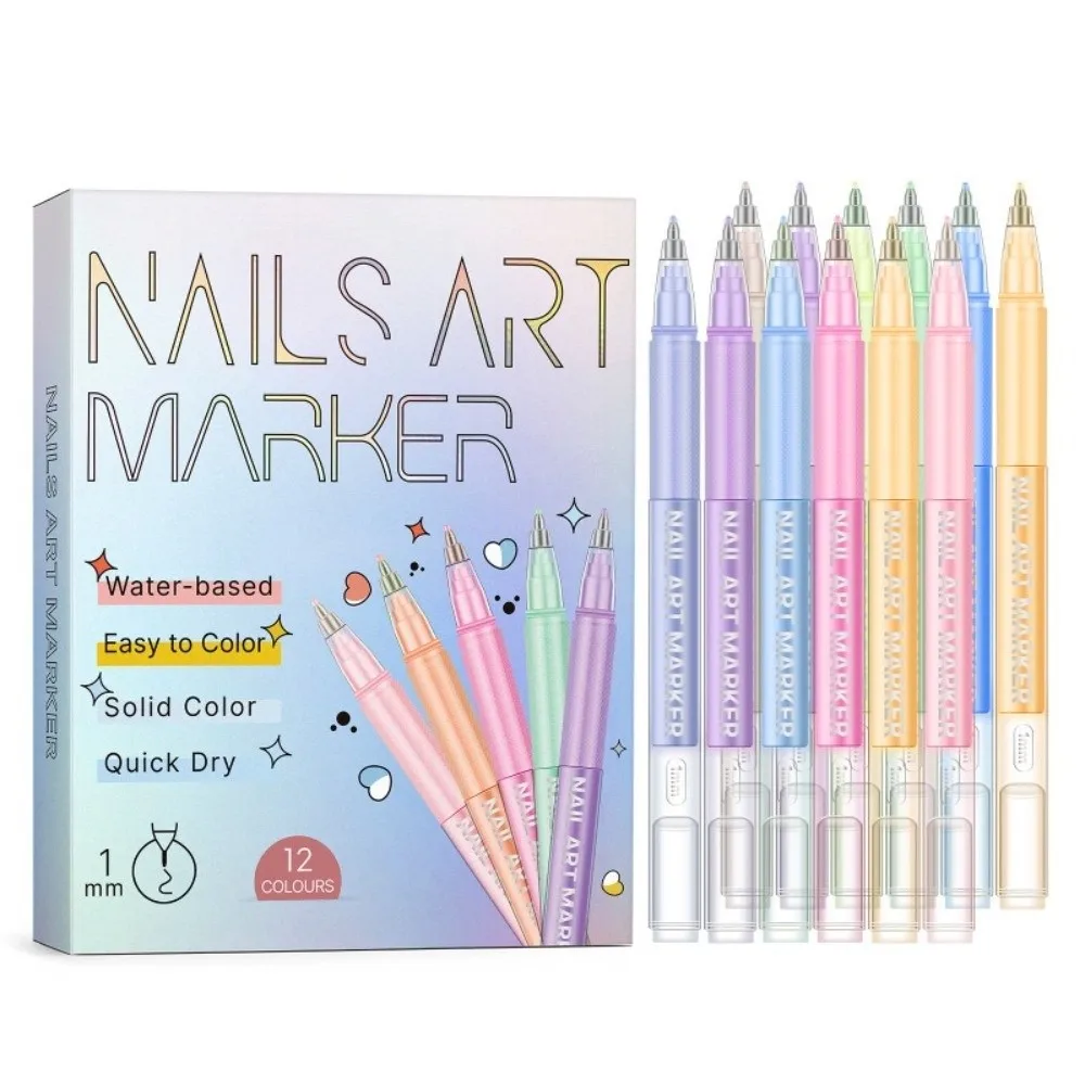 10/12 Colors 10/12 Colors Nails Art Marker Pens Waterproof Quick Dry Nail Art Polish Pens Drawing Painting Manicure Tools