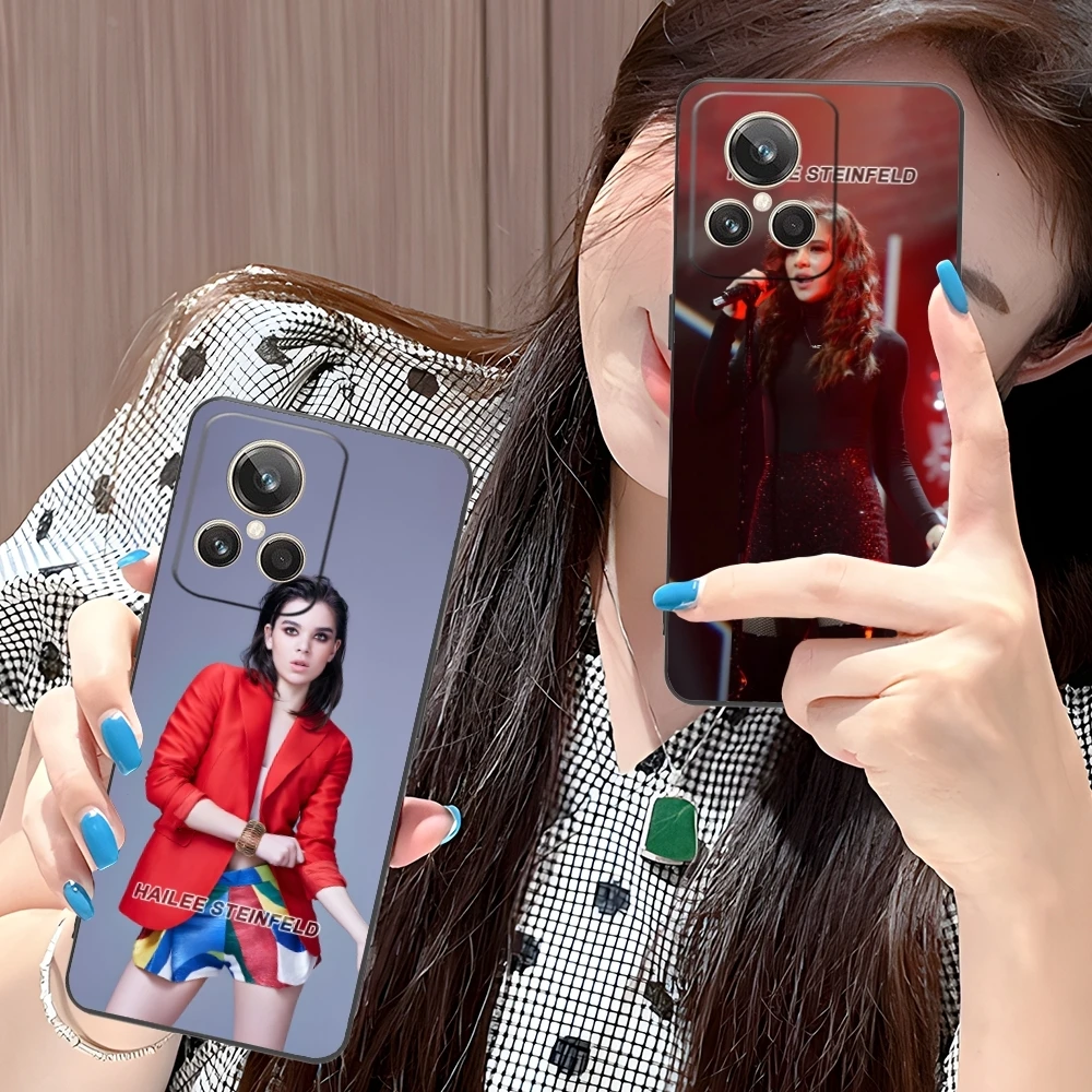 Hailee Steinfeld เคสโทรศัพท์มือถือลายเพ้นท์สีสำหรับ Realme GT 2 9i 8i 7i Pro X50 X2 C35 C21 C20 C11 C3กรอบโทรศัพท์สีดำ