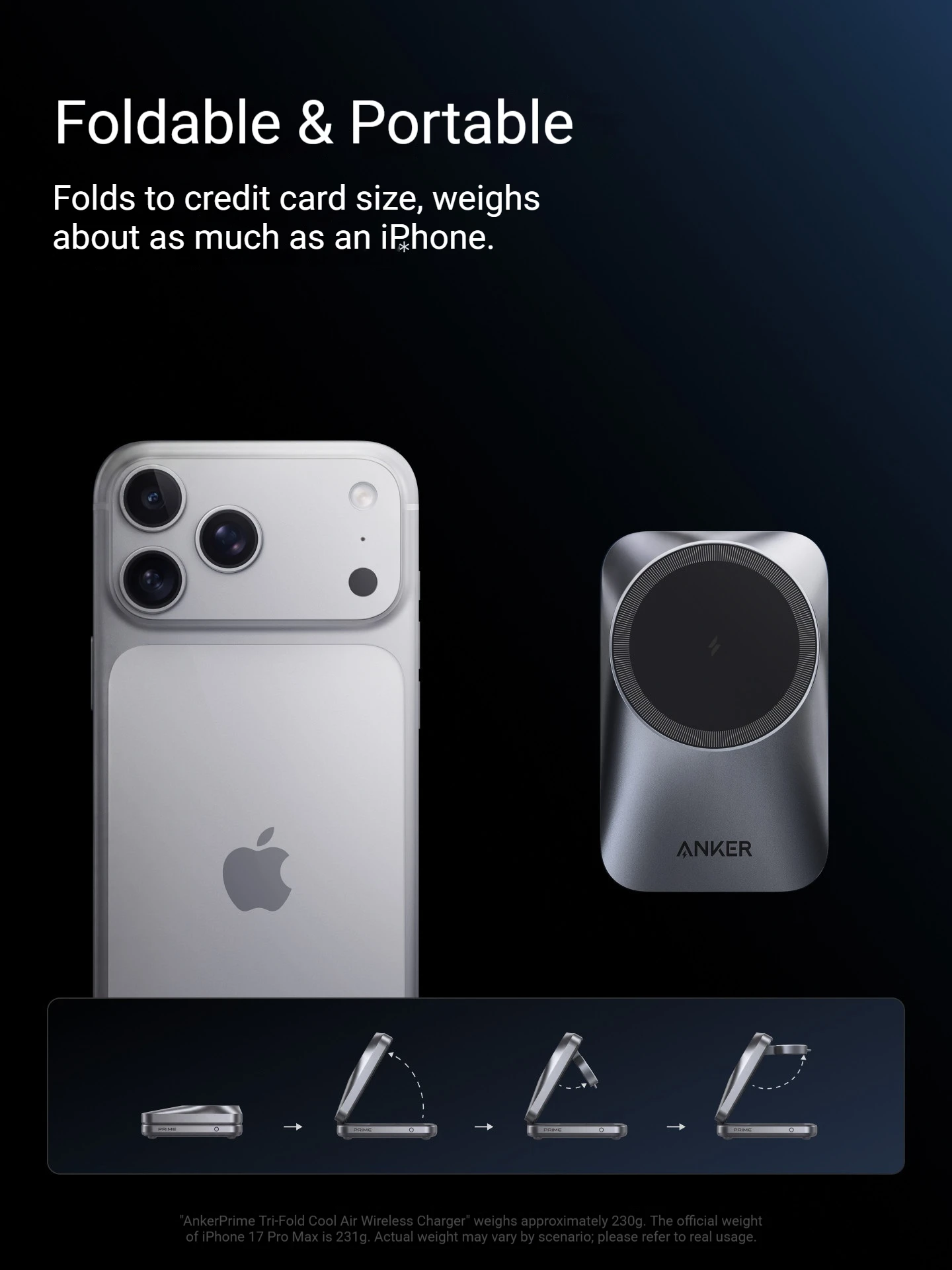 Anker Prime Magnetic Wireless Charger 25W Max Air Cooled Foldable 3 In 1 Fast Charging Station For Iphone / Apple Watch/ Airpods view 4