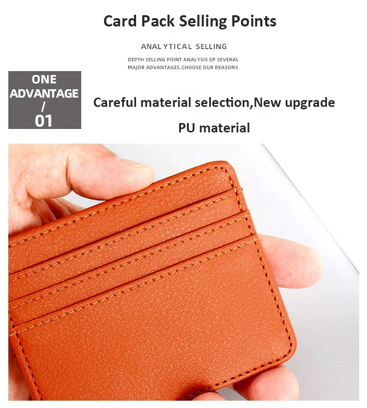 Ultradünne, minimalistische Geldbörse, Geldbörse mit Vordertasche, RFID-Ausnahme, Kreditkarteninhaber für Männer und Frauen – Detail 1