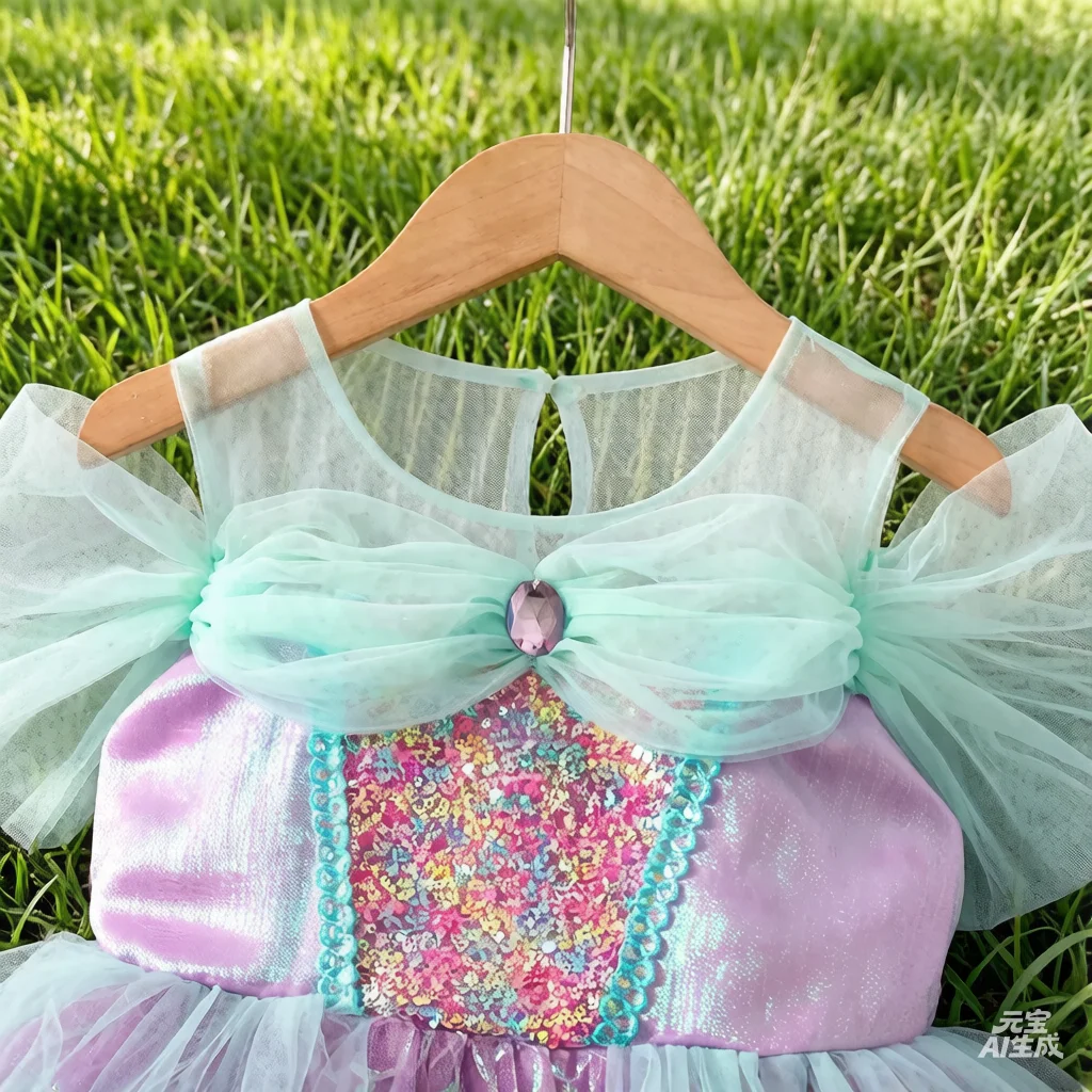 Little Mermaid Sequined Costume - Girls' Princess Dress for Halloween Cosplay Dress & Birthday Party 4