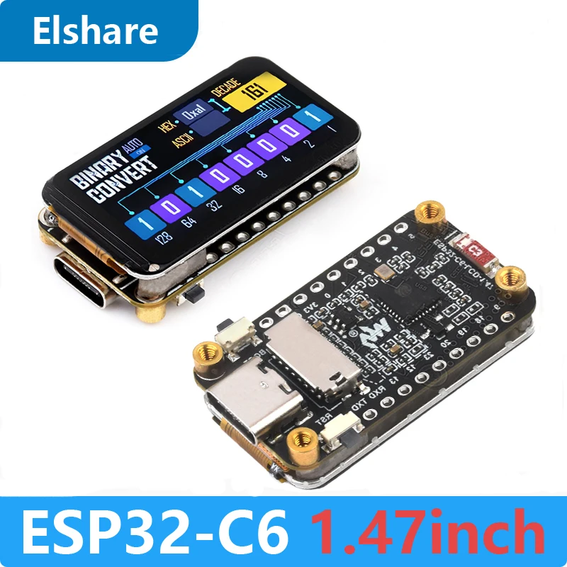 ESP32 C6 Development Board 1.47 inch 172x320 LCD Display Screen ST7789 For Arduino WiFi6/LVGL/HMI Onborad SD-Port/RGB-LED