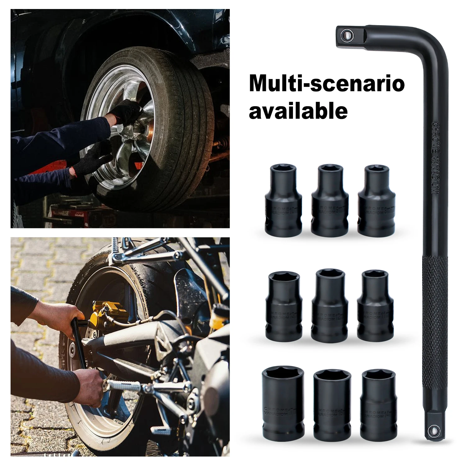 

10pcs 8-17mm/8-24mm Electric Socket Tool Impact Wrench Adapter Tool Socket,For Repair Garage Tools Fit Wrench Adapter