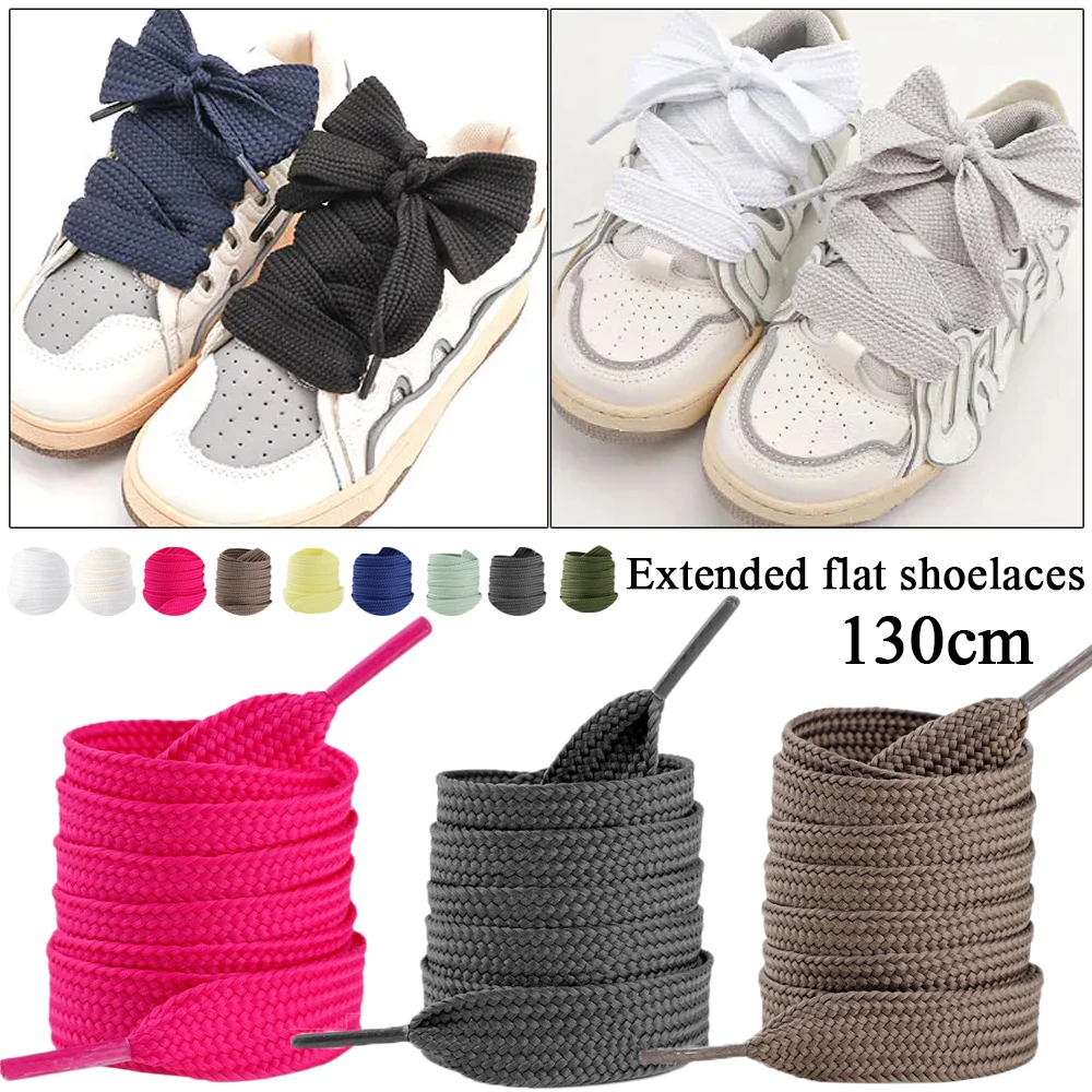 

2CM width Flat Shoelaces Sneakers Classic Shoelace Rope Extra Wide Strings Shoe laces For Women Man 130cm shoes accessories