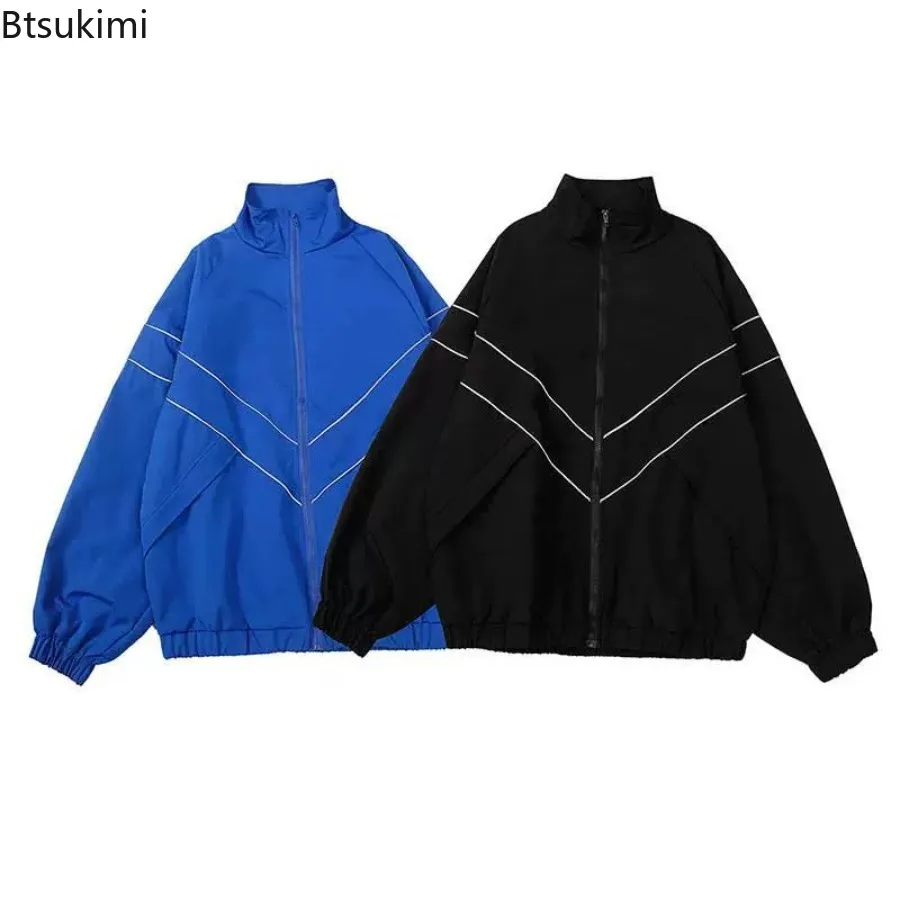 

2025 New Spring Autumn Reflective Jackets Men Loose Casual Windproof Zipper Coats Couple Fashion Outdoors Interchange Jackecoat