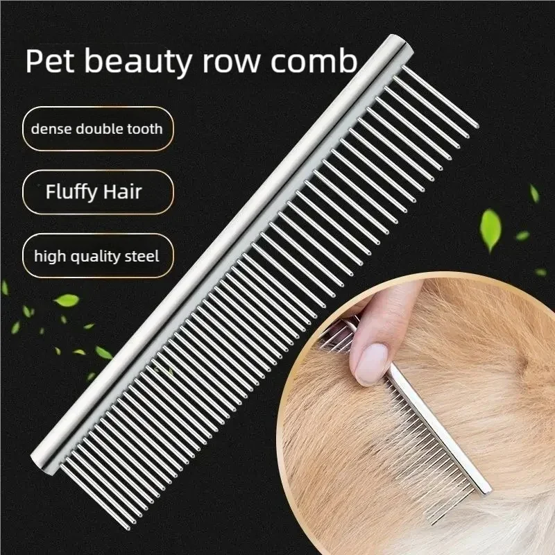 Stainless Steel Pet Grooming Comb Double Sided Professional Dog Cat Dematting Tool for Loose Hair Tangles Detangler