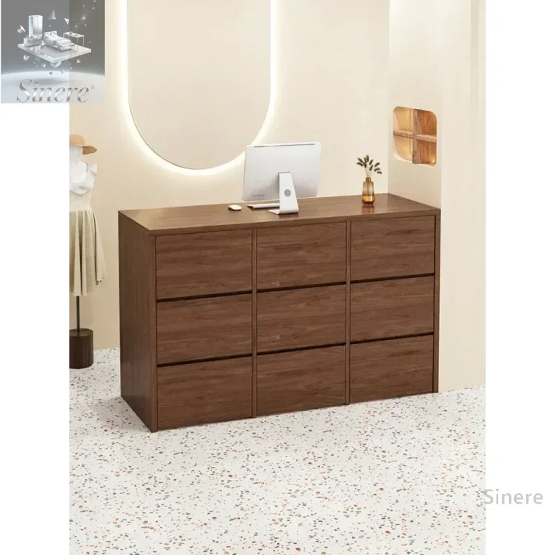 

Women's clothing store checkout page Reception desk Shop Small bar table Clothing store Health center Solid wood counter
