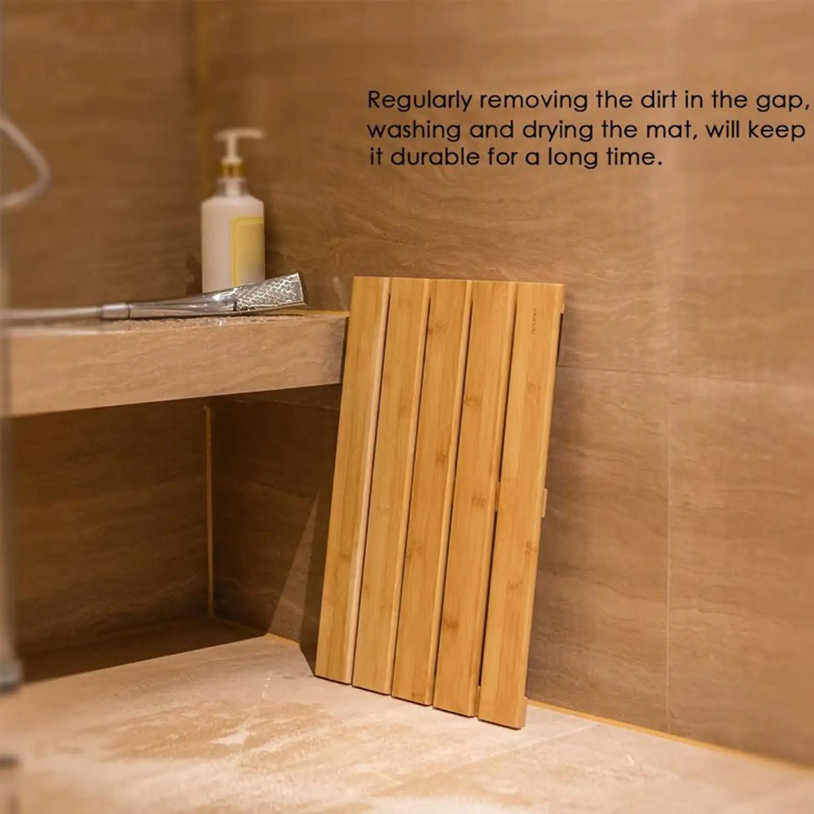 

Bamboo Bath Mat Heavy Duty Water Resistant Decoration Easy to Clean Bathroom Accessories Sturdy Elevated Floor Mat Bathmat