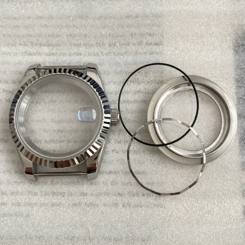 Log Dog Tooth Ring custodia in acciaio di precisione 39mm vetro zaffiro adattabile NH35/36 movimento accessori per la modifica dell'orologio