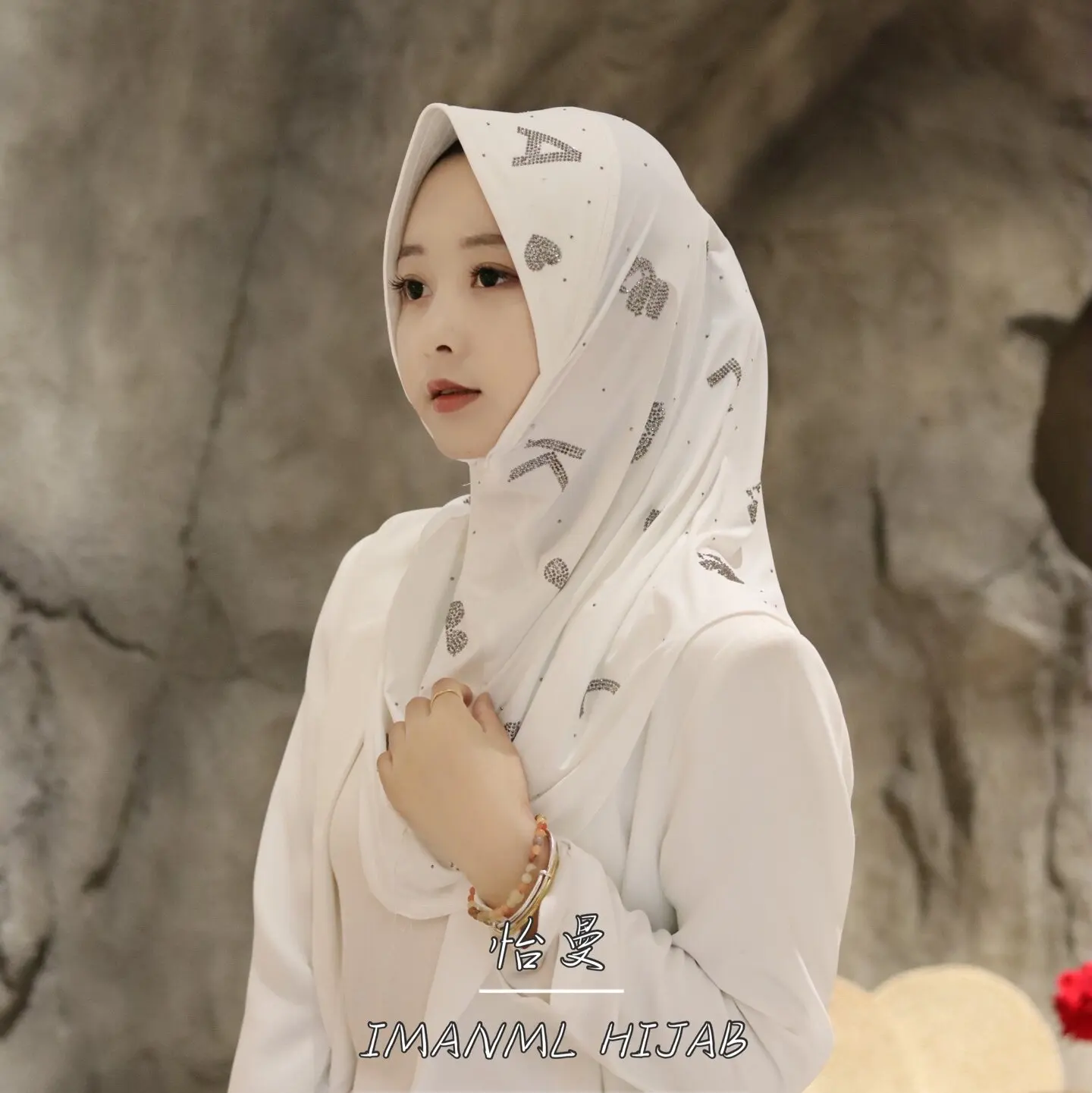 Nieuwe 2024 Starry Islamic Moslim Lady Party Instant Hijab Elegant