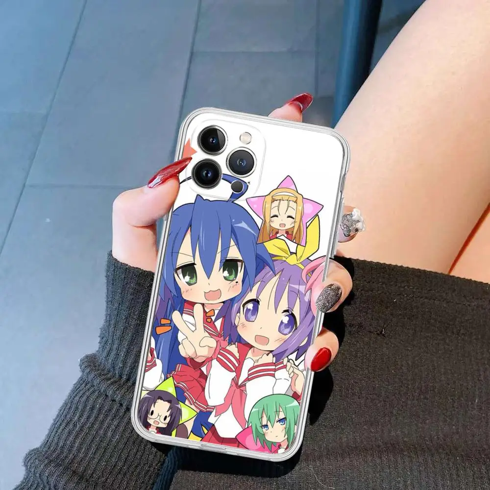 Anime Mädchen Lucky Star Handyhülle Silikon weich für iPhone 15 14 13 12 11 Pro Mini XS MAX 8 7 6 Plus X XS XR Cover