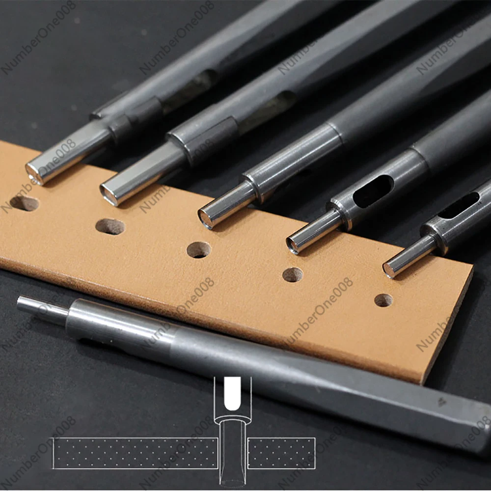 Handmade Leather Belt Round/Flat Hole Puncher M390 Steel DIY Watch Strips Waistband Punching Tool Manual Straight Punch