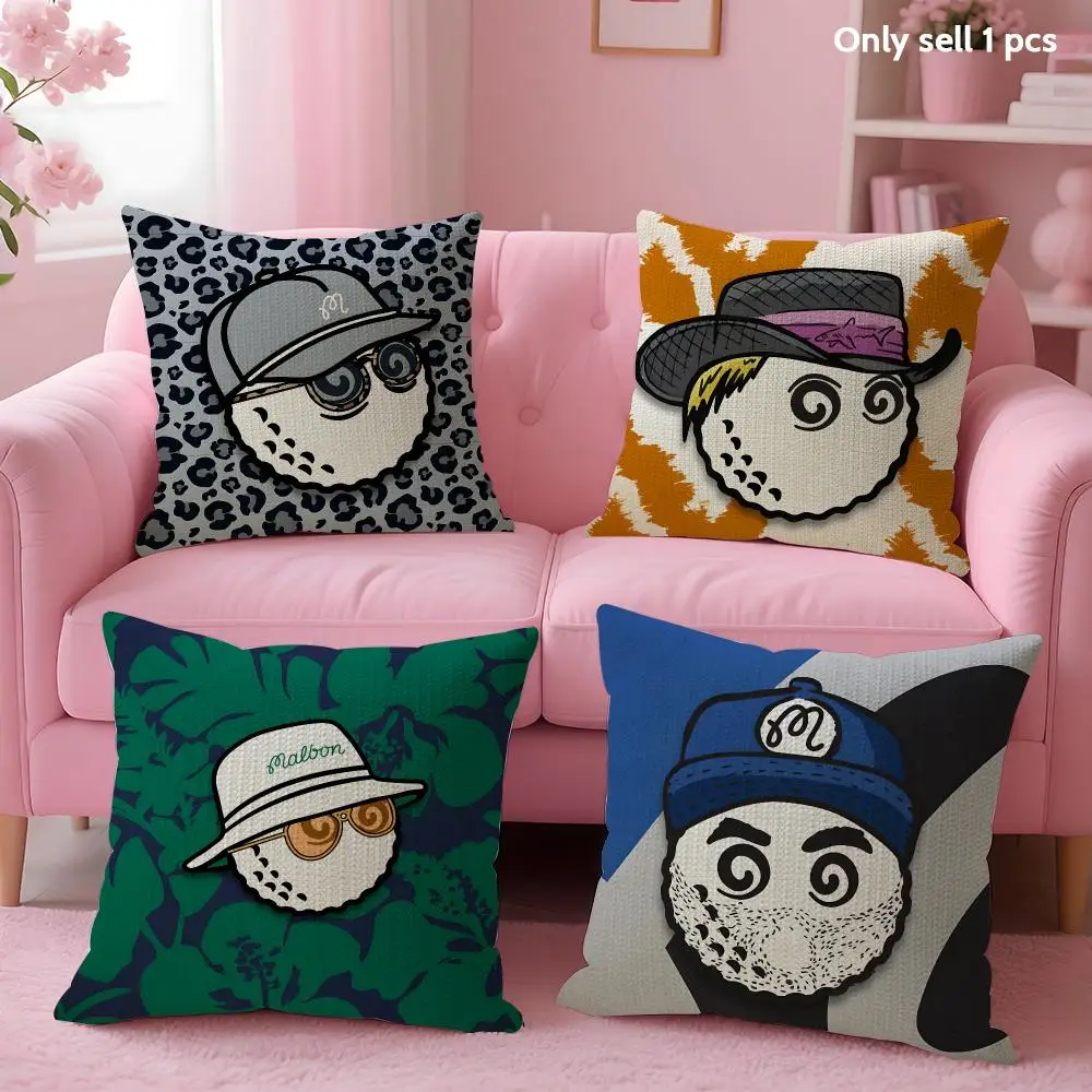 Fashion M-Malbone G-Golf Cushion Cover Decorative Linen Throw Pillow Case Soft For Bed Sofa Car Home Decor