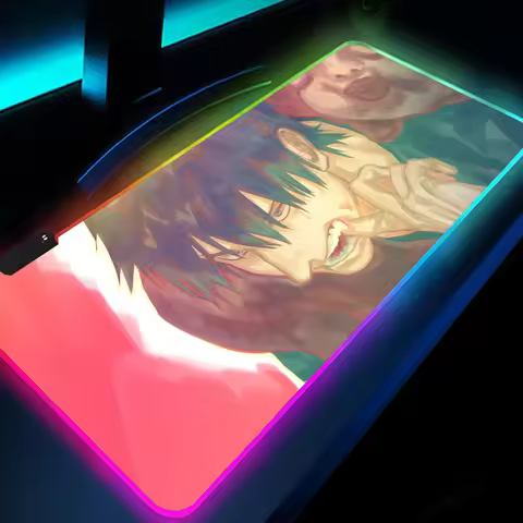 1pc Anime J-Jujutsu Kaisen Fushiguro Toji XXL RGB Gaming Mouse Pads HD Black Gamer Accessories Large LED