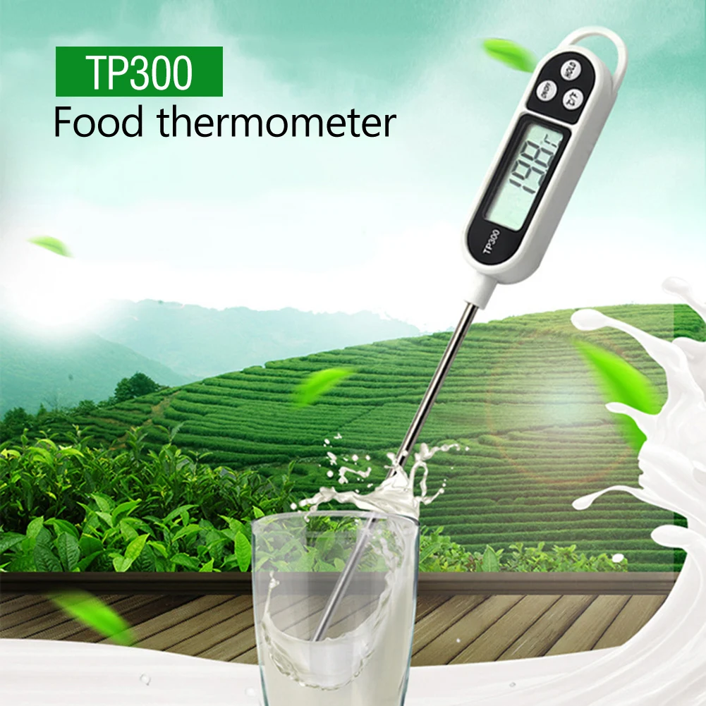 TP300 Electronic Food Thermometer LCD Display Kitchen Thermometer Digital Temperature Measuring Tool for Meat /Cooking /BBQ/Milk