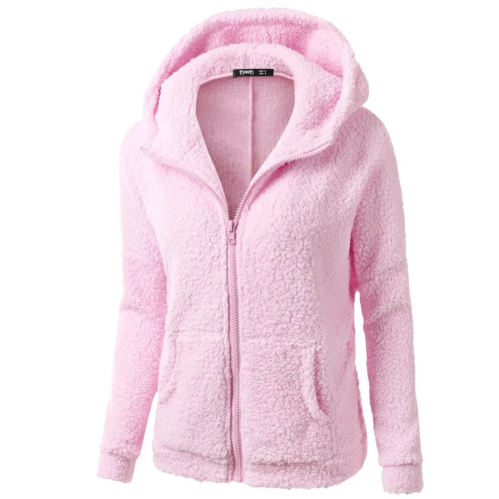 Dames Casual Capuchon Fleece Sweatshirt Dames Herfst En Winter Warm Verdikte Koud Met Zakken Lange Mouw Vest Jas