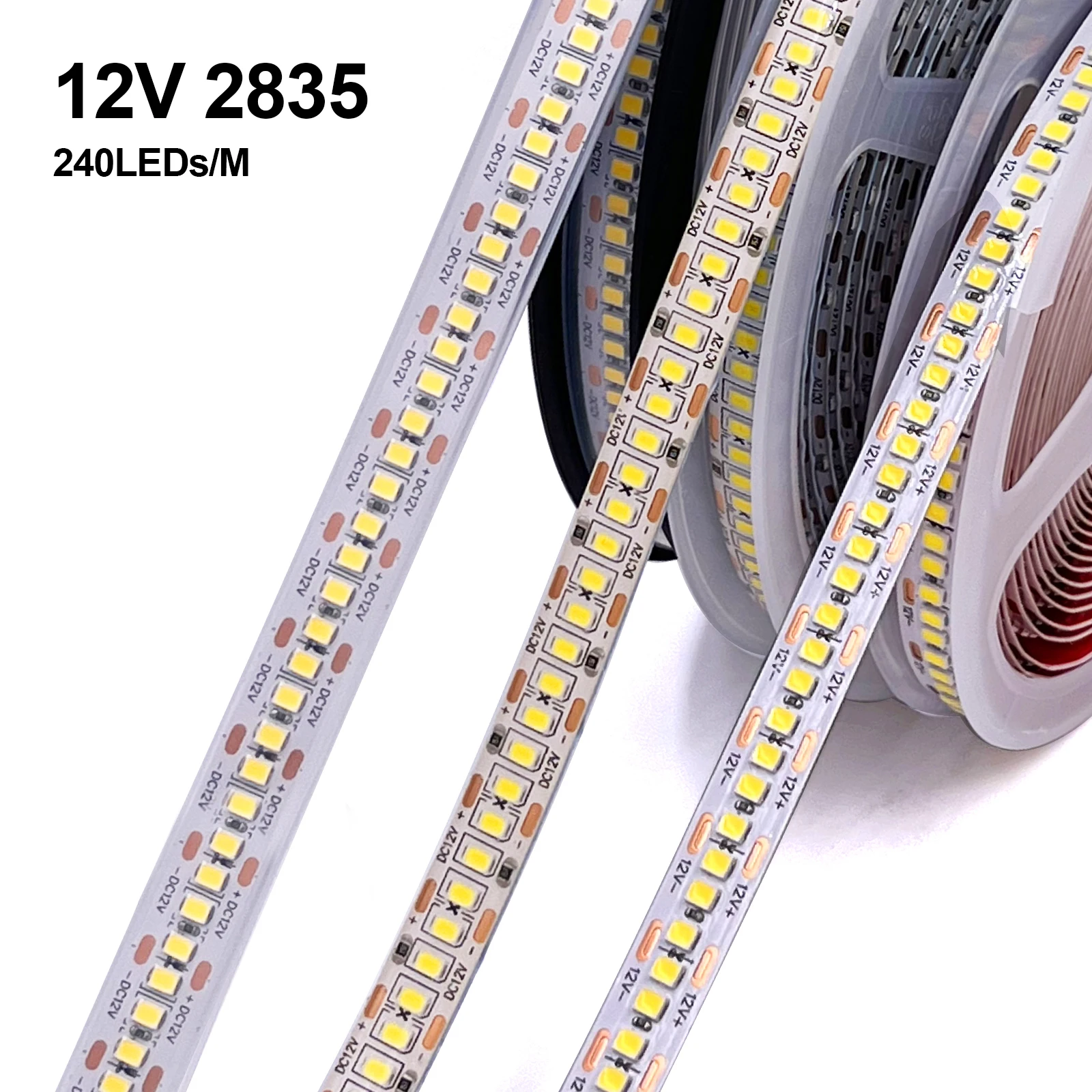 

2835 LED Strip Light 5M 240Leds/m Flexible LED Tape DC12V 24V Waterproof Ribbon Diode Warm Nature Cold White Red Green Blue