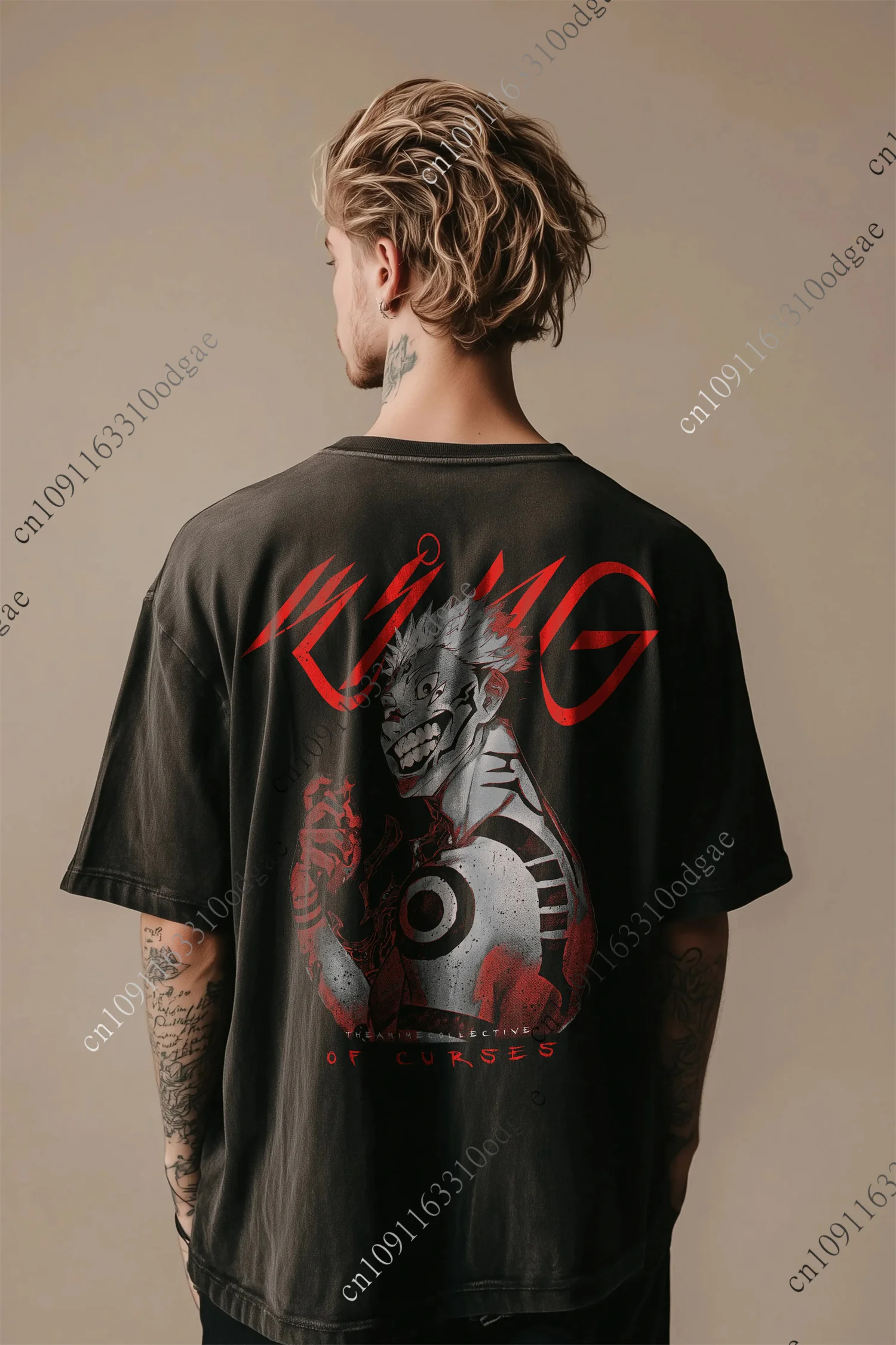 

Jujutsu Kaisen Sukuna T-shirts Women Men Summer Y2k Street Tees Vintage Washed Cotton Men‘s T Shirt Motorcycle Casual Tops