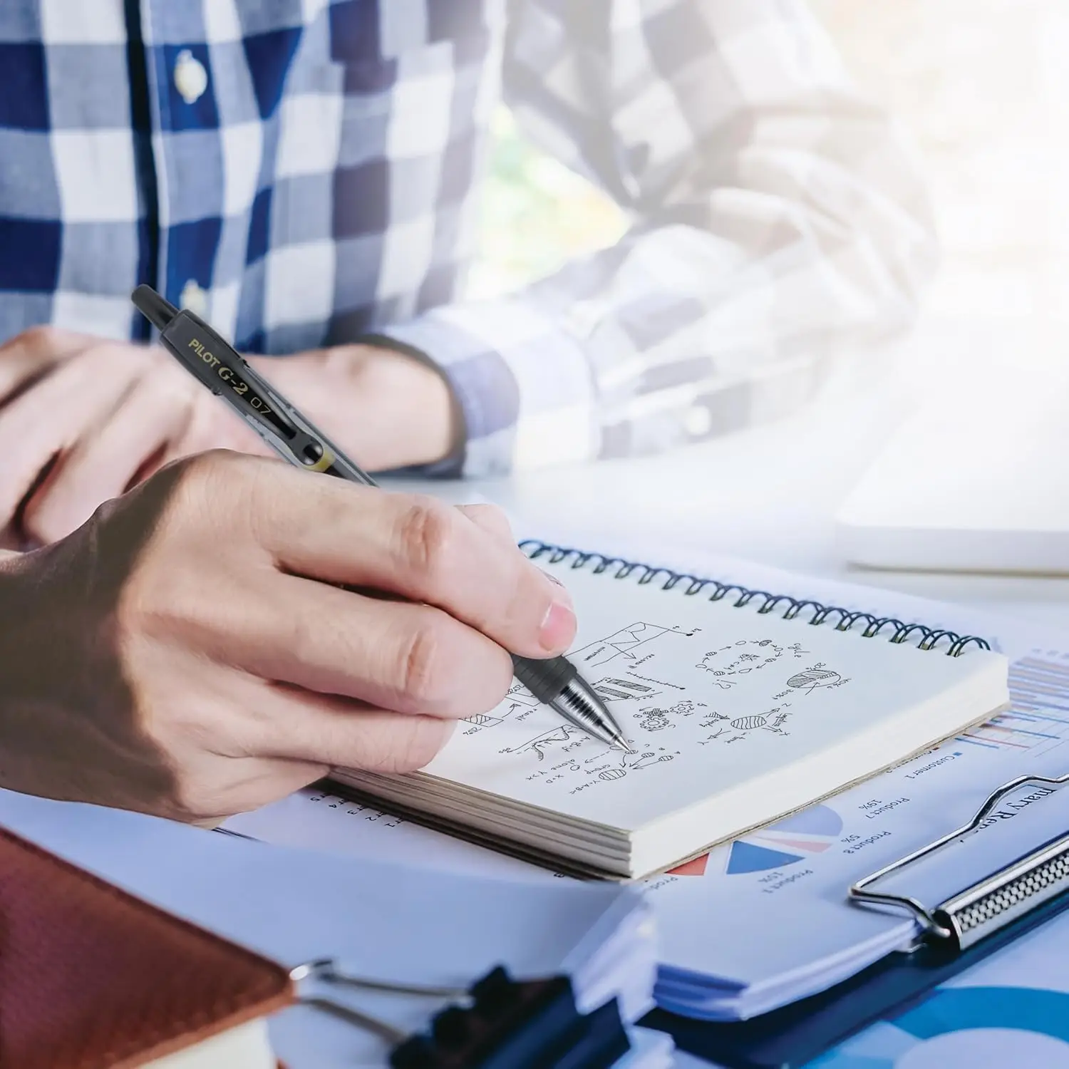 Penne gel a scrittura fluida, punta fine 0,7 mm, inchiostro nero, confezione da 4 per uso in ufficio e a scuola