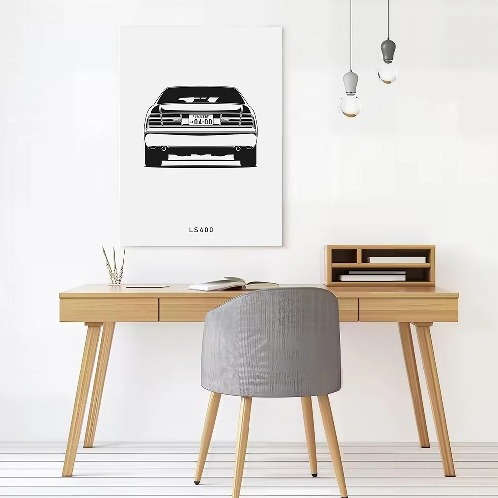 Japanese Car LS400 Rear View Canvas Poster Customizable Pictures Wall Art Canvas Painting for Room Ornaments Decoration Gaming