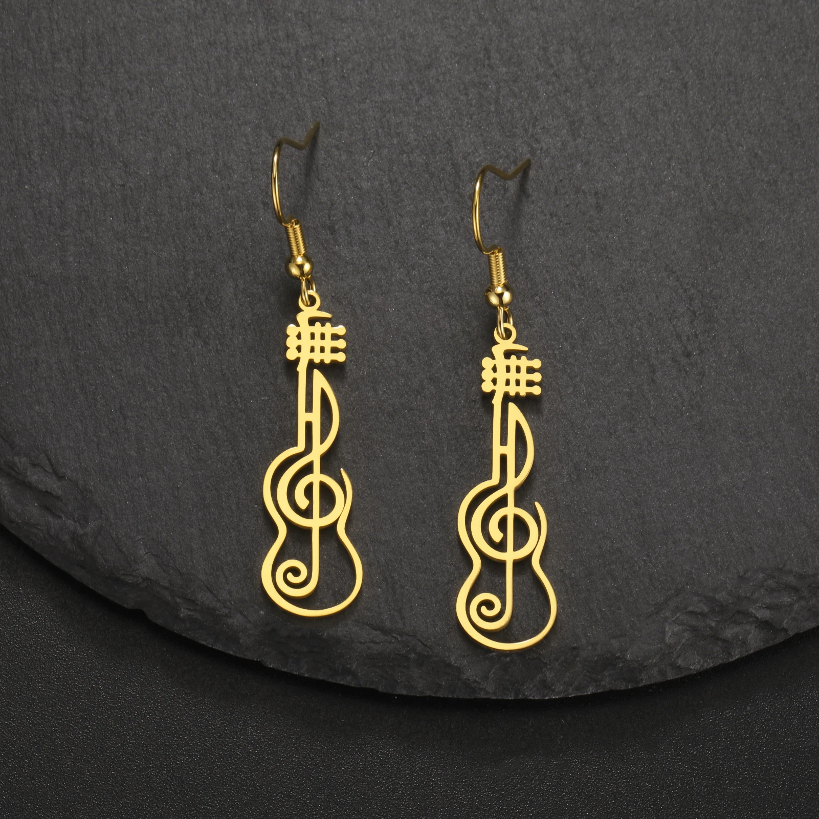 Sipuris Music Note Dangle Earrings For Women Stainless Steel Hot Fashion Violin Symbol Jewelry Accessory Gifts