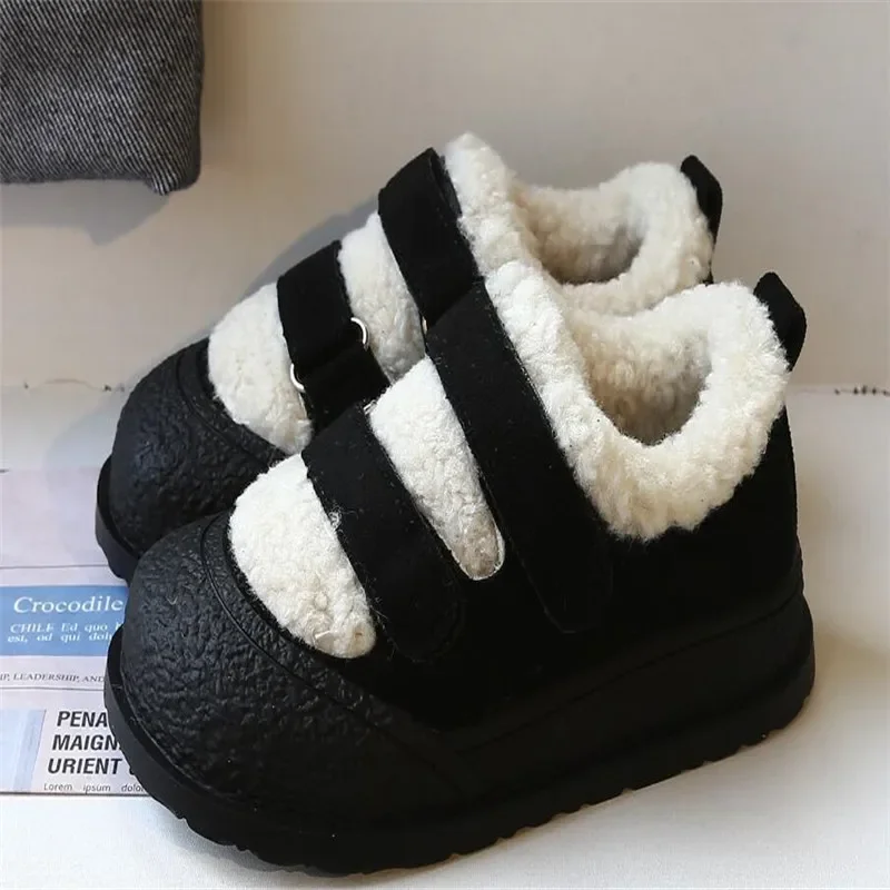 Children Cotton Shoes Winter Boys Soft Bottom Non-slip Plush Shoes fur Girls Princess Boots Baby Kids Warm Thicken Cotton Shoes