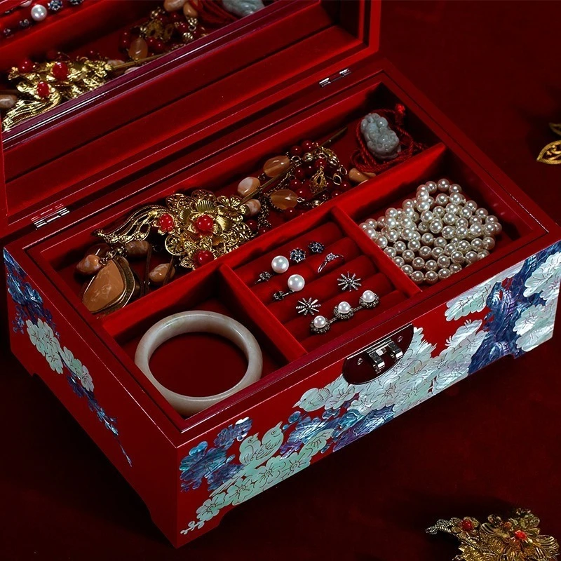Betrothal gift box Betrothal gift box Gift gold Chinese lacquer jewelry box Storage Pingyao wedding