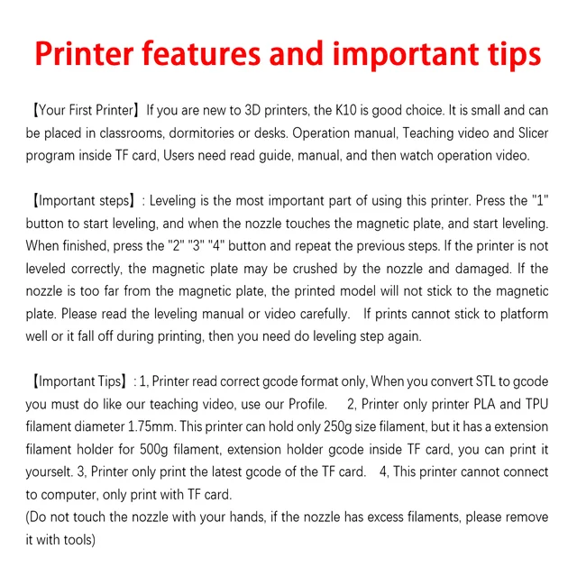 EasyThreed 3D Printer  Entry Level  Compatible with PLA TPU 1.75mm Filament  include Power Adaptor. 6