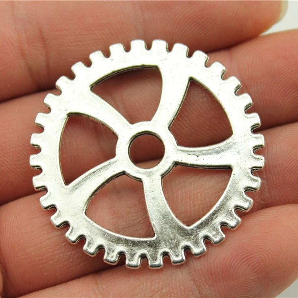 WYSIWYG 3pcs Big Gear Steampunk Pendant Charms Jewelry Making Jewelry Finding Antique Silver Color Antique Bronze Color 40mm