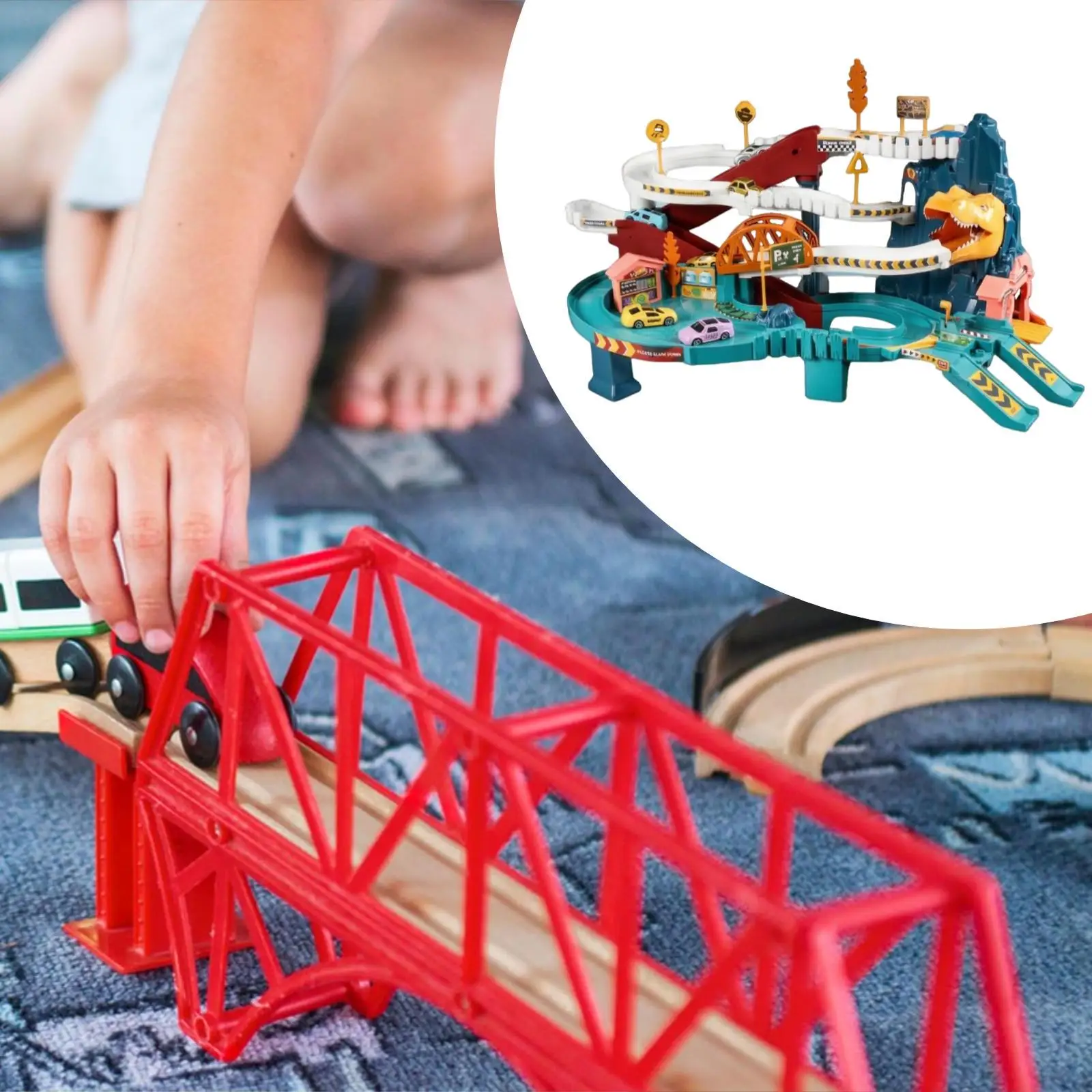 Race Track Playset DIY Assemble Toy Car Ramp Track for Holiday Present Child