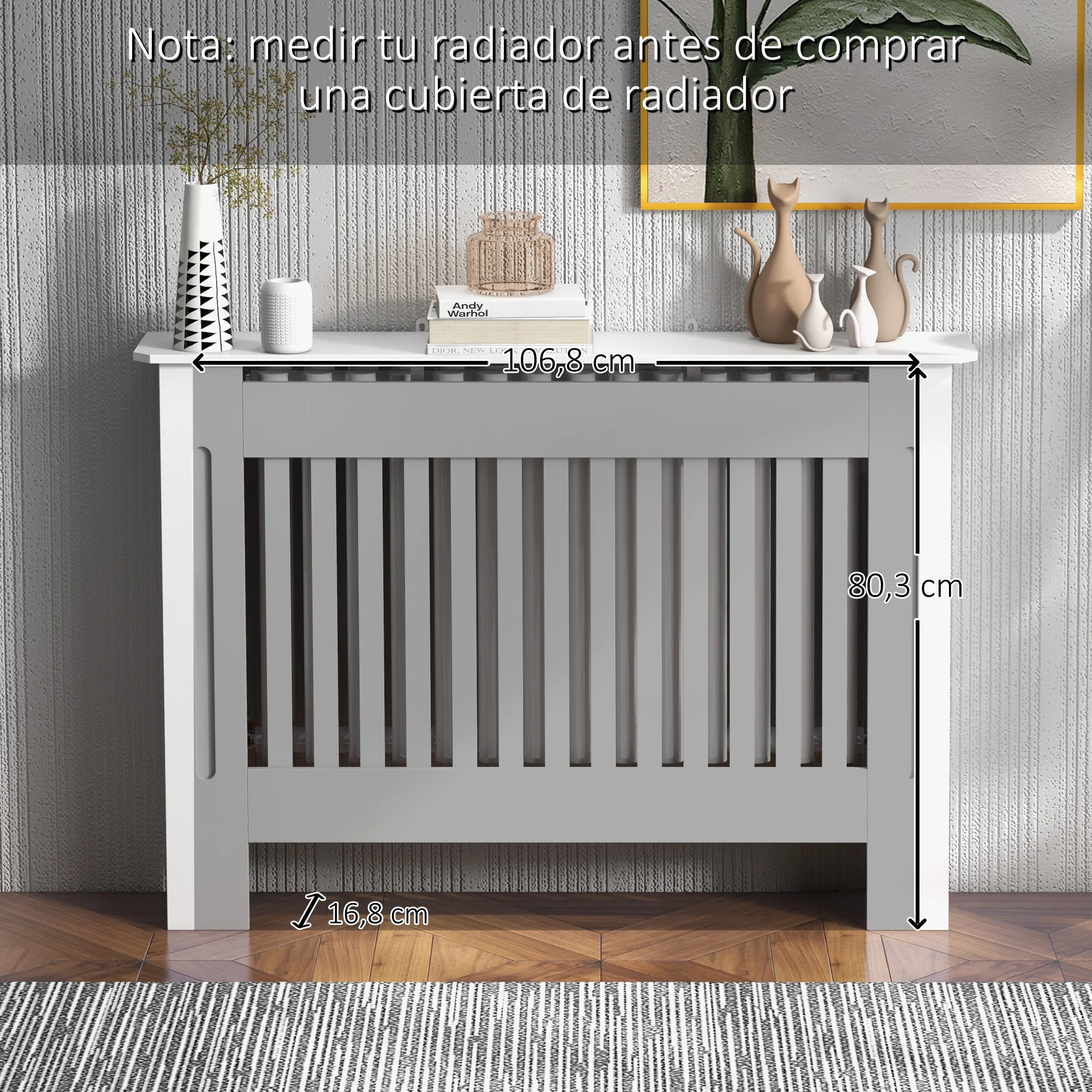 Homcom Kühlerabdeckung, Kühlerabdeckung für Kühler, modernes Design, MDF, 112 x 19 x 81 cm – Detail 6