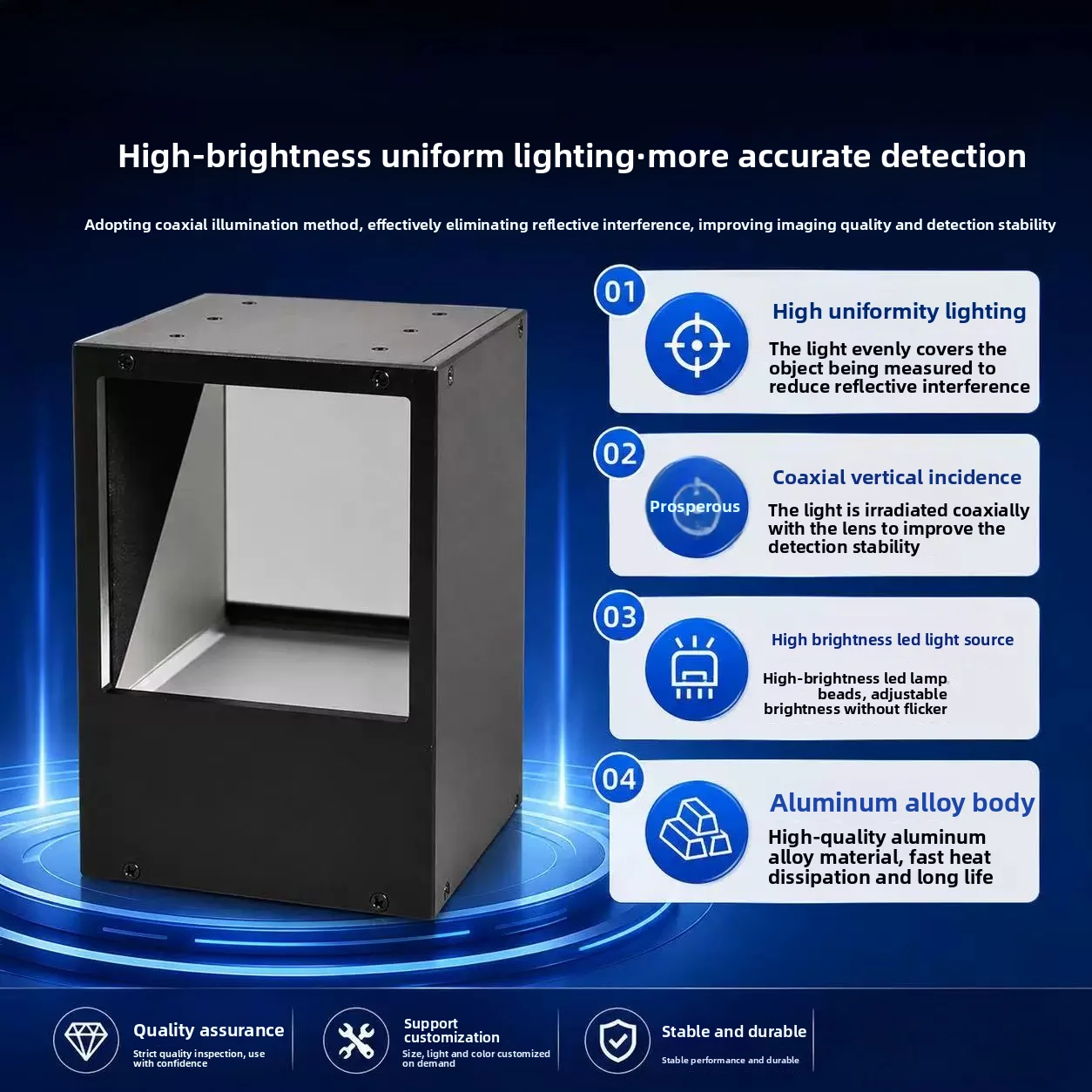 Coaxial Light for Machine Vision – 24V High Brightness Industrial LED Illuminator for Reflective Surface Inspection