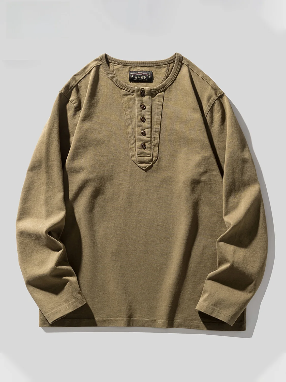 

Heavyweight Long Sve Henry Collar T-irt Men's Spring 2025 Loose Fit Large Size Boting irt Breathable Cotton Tee
