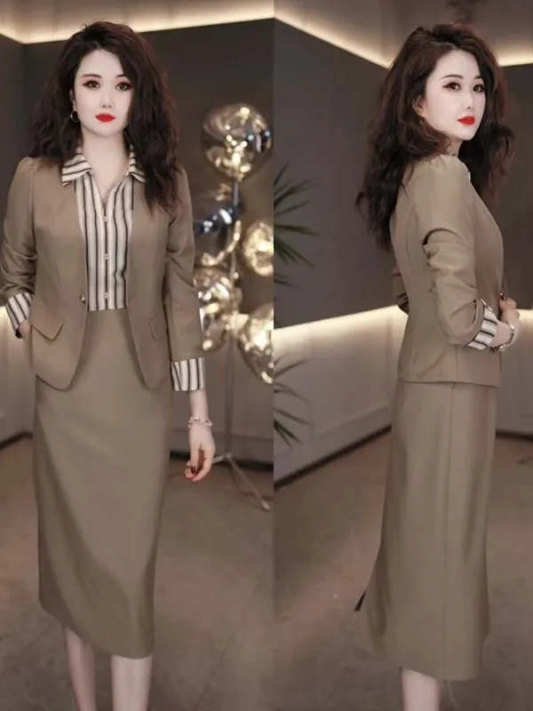 

Faionable Slimming Autumn New Arrival Two-Piece Set with Ele Sle Suit Jaet And Dr Combo JT0028