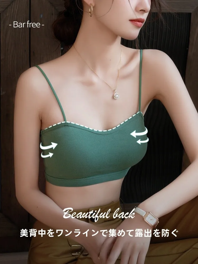 sexy-one-piece-strap-vest-women's-inner-wear-outer-wear-with-chest-pad-anti-sagging-tube-top-inteated-design-spring-2026