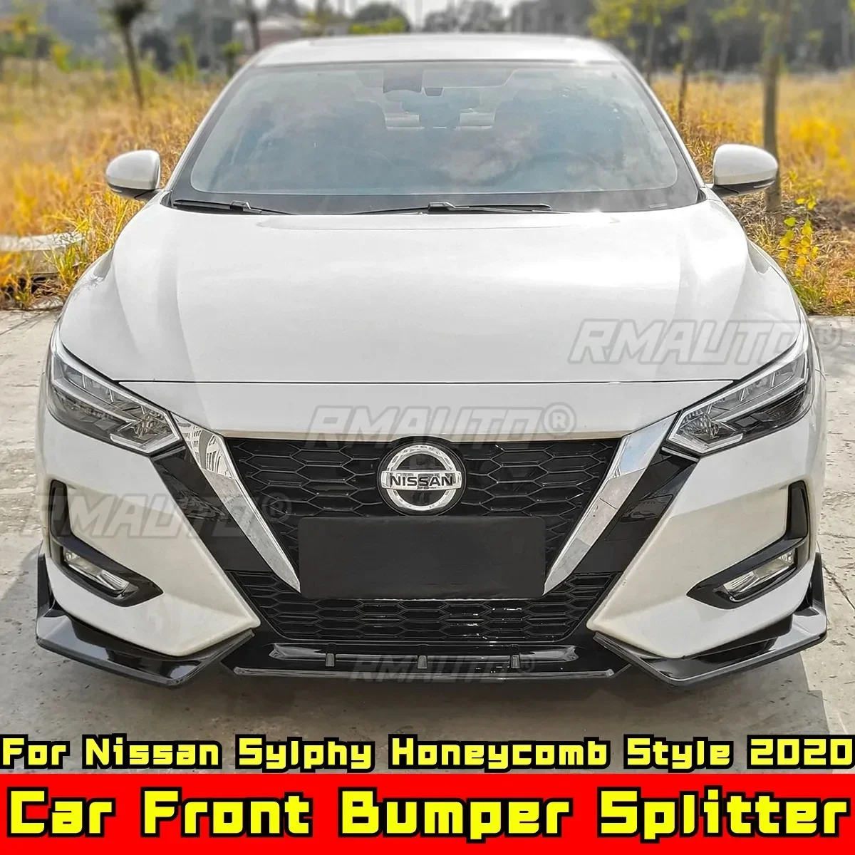 

For Nissan Sylphy 2020 Body Kit Front Bumper Splitter Carbon Fiber Look Sport Style Front Bumper Cover Diffuser Car Accessories