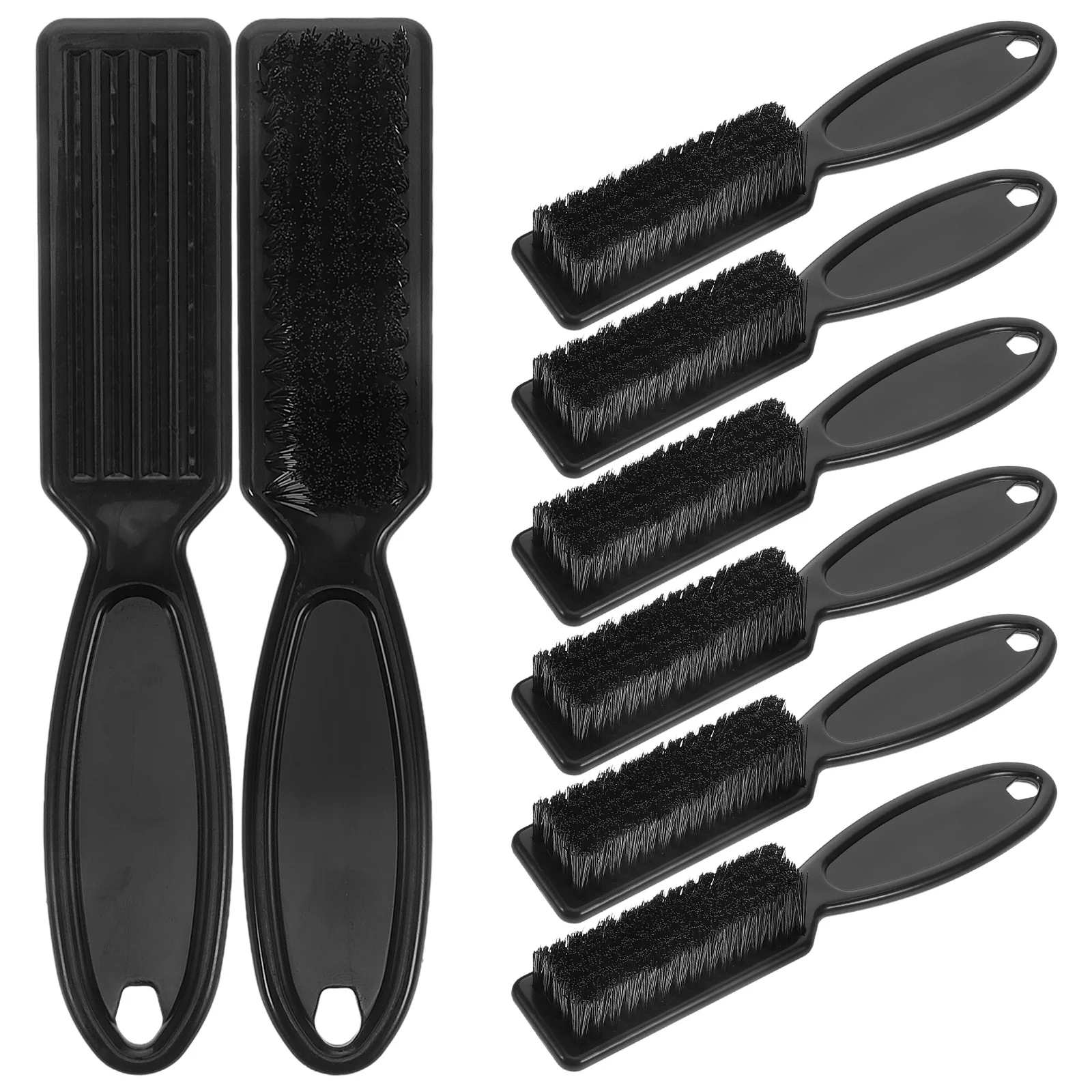 

8pcs Neck Flat Brush Barber Fade Beard Comb Keychain Cleaning Tools Clippers Plastic for Men Soft Nylon Bristles Long Handle