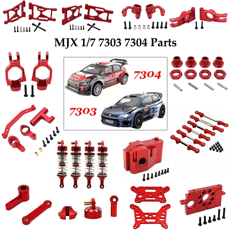 MJX 1/7 7303 7304 RC Auto Metall-Upgrade-Zubehör: Hinterer Kugelkopf, Lenkgestänge, Hinterer Unterarm, Stoßdämpfer, Metall-Kit-Teile