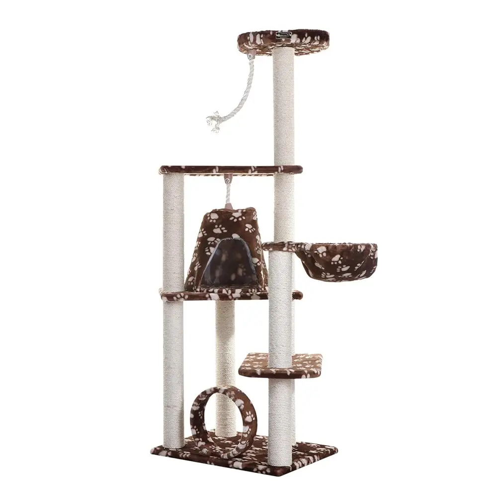 

Cat Tree Model A6601, Brwon W/White Paw Print