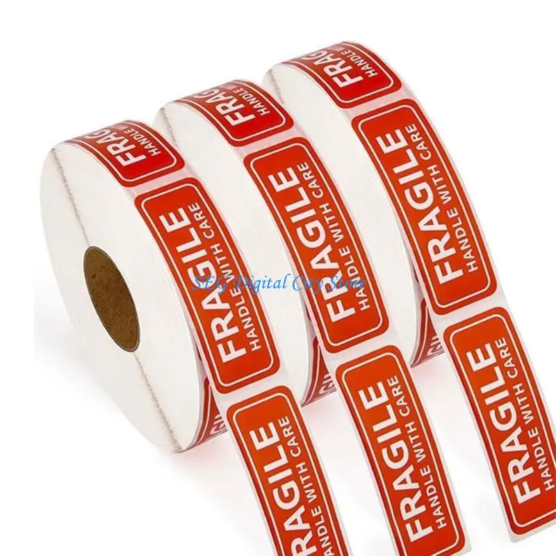 U75B Rectangular Fragile Warning Stickers Handle with Care Adhesive Labels 150/500pcs
