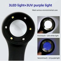 Rechargeable LED Light for Reading Coins Jewelry Inspection 10X Handheld Magnifying Glass Double Optical Glass Lens Magnifier