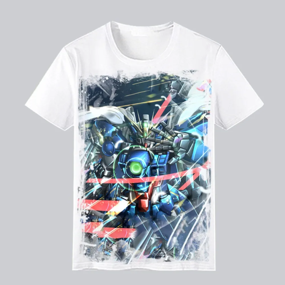 Anime gundam camiseta masculina feminina algodão manga curta solto ajuste streetwear conforto mecha robô impressão gráfica casual wear ​