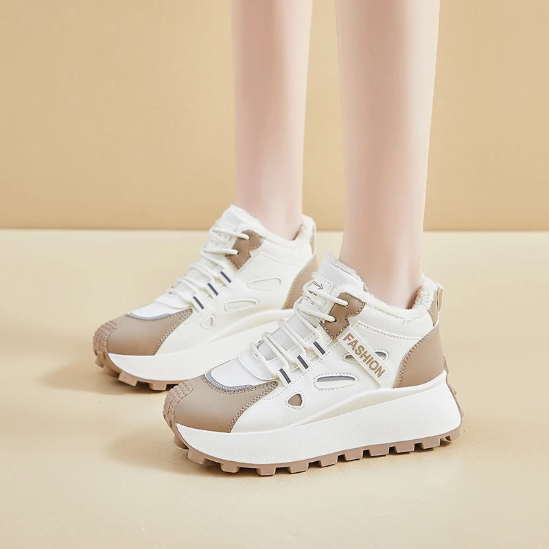 

Winter Fleeces Trainers Women’s Fashion Thick-soled Clunky Sneakers Thickened Warm Casual Sports Shoes Plush Thermal Ankle Boots